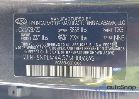 2021 Hyundai Elantra Sel from USA, damaged, VIN 5NPLM4AG7MH006892